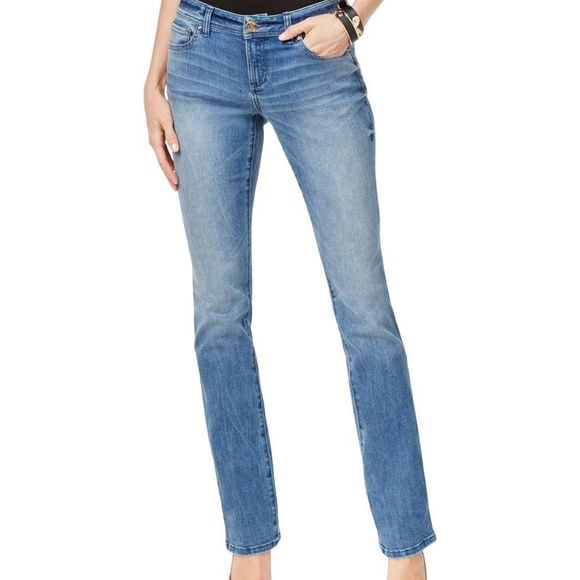 INC International Concepts Women's Snap Hem Bootcut Jeans Blue Size 2